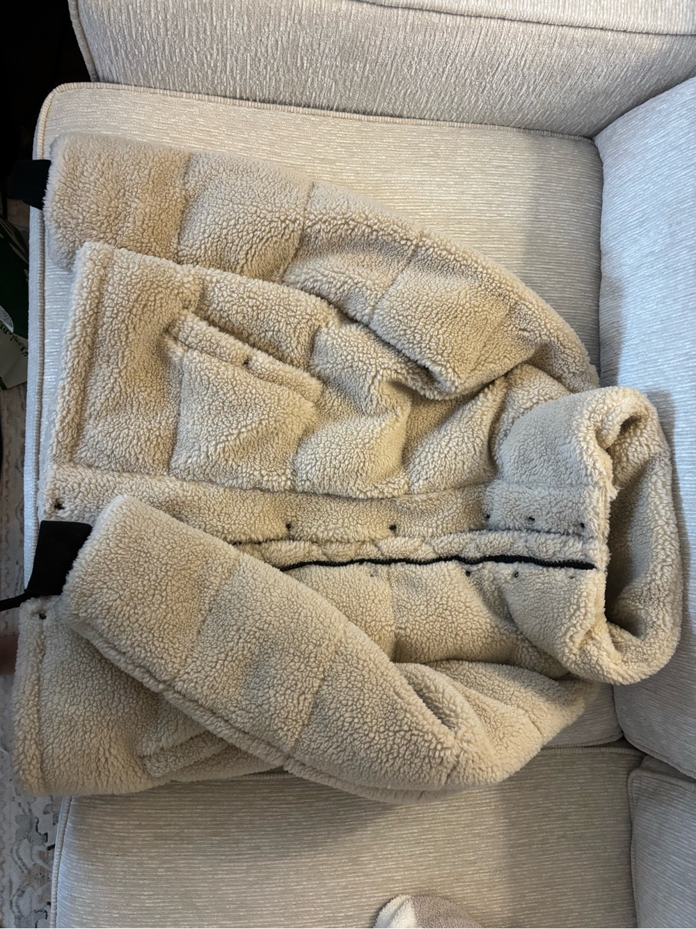 Teddy Puffer-like Coat in Beige — Plush Jacket
